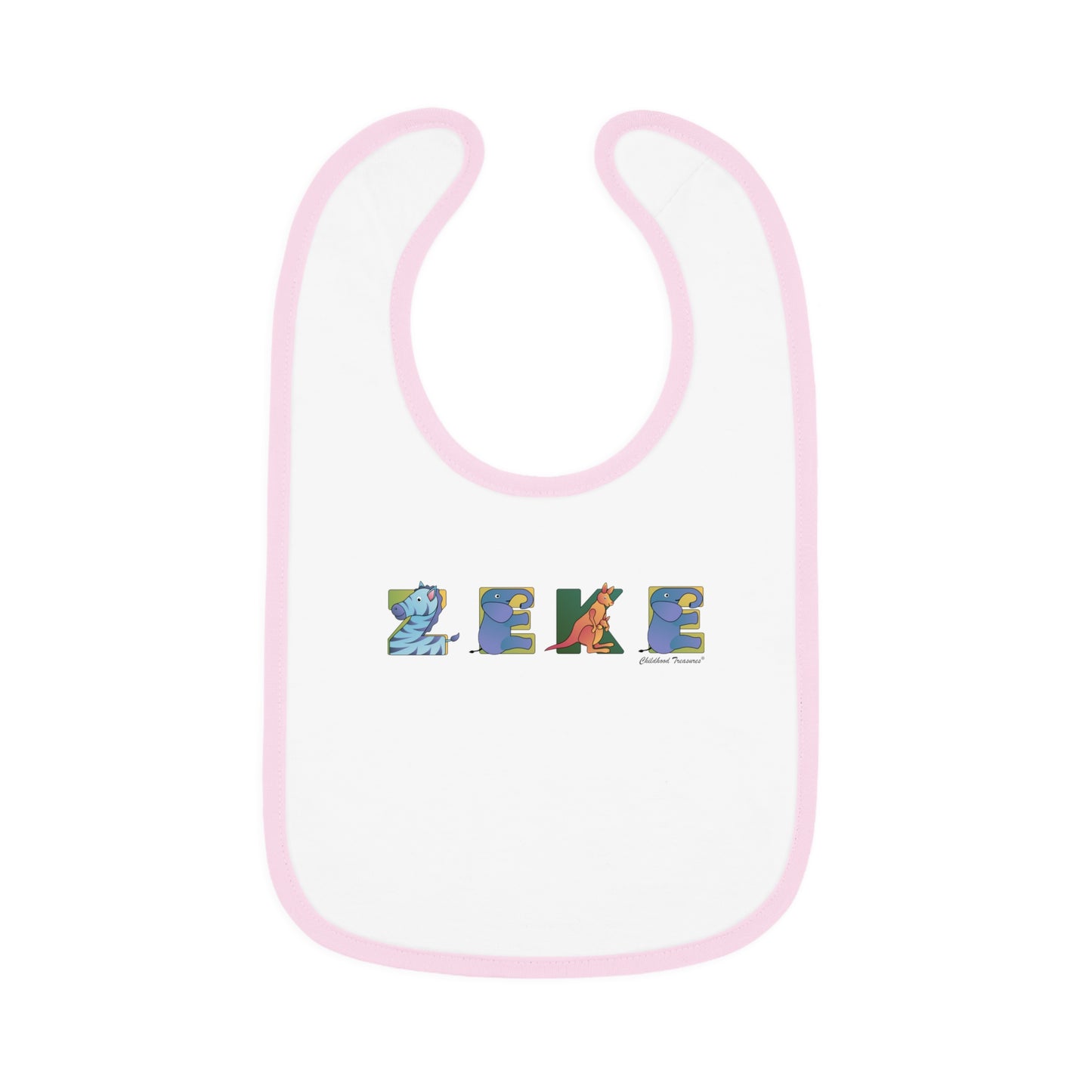 Personalized Trim Jersey Bib - Animal Alphabet - Childhood Treasures