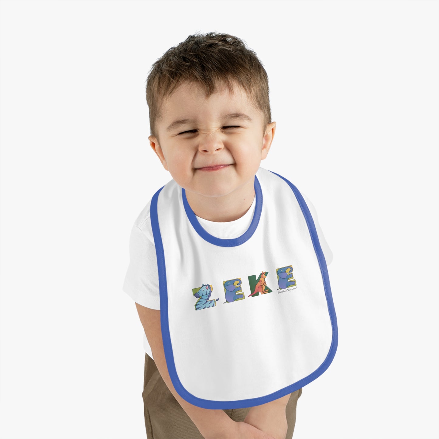 Personalized Trim Jersey Bib - Animal Alphabet - Childhood Treasures