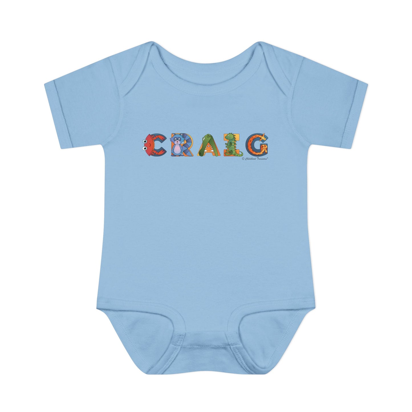 Personalized Infant Baby Rib Bodysuit - Animal Alphabet - Childhood Treasures