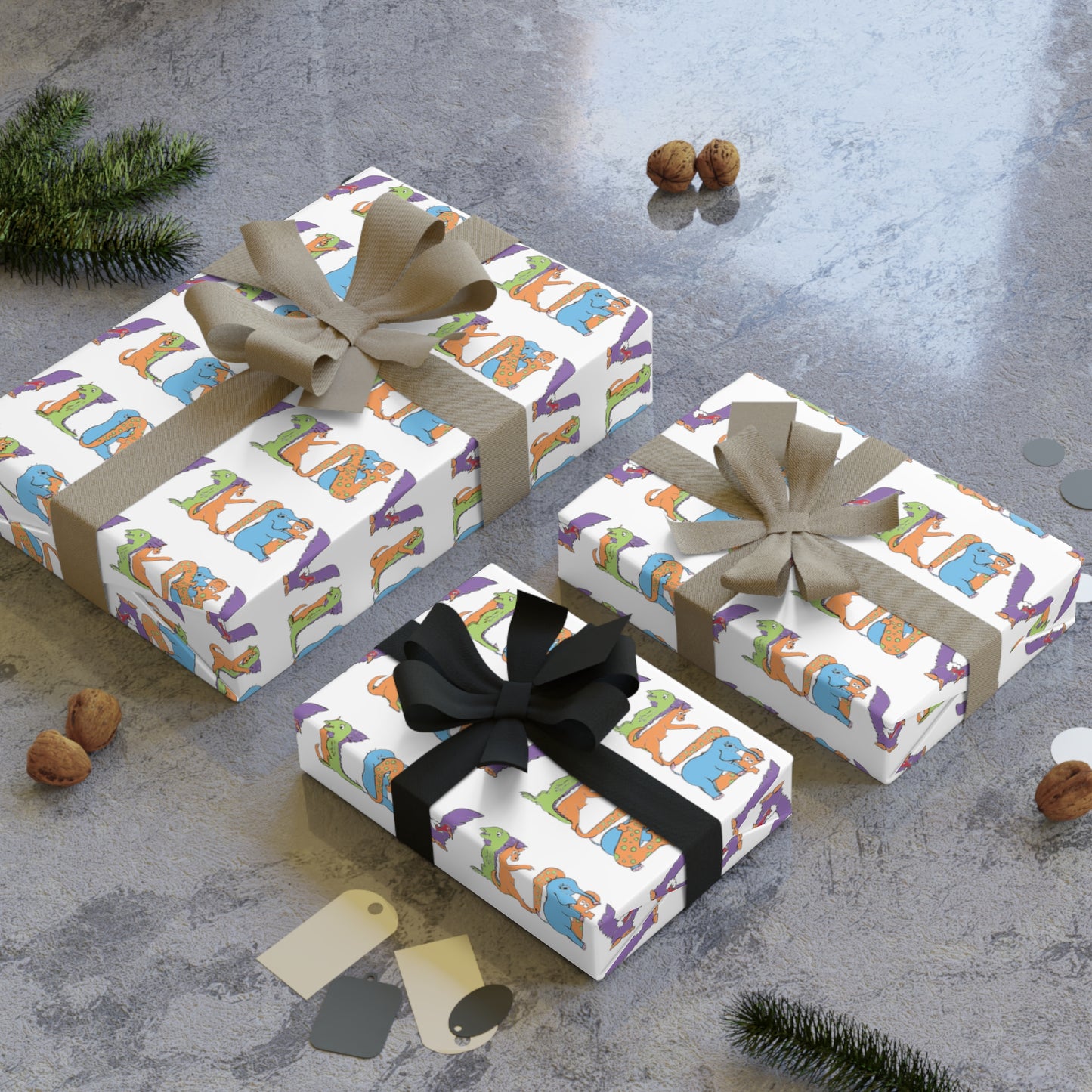 Personalized Gift Wrapping Paper, 1pc - Animal Alphabet - Childhood Treasures