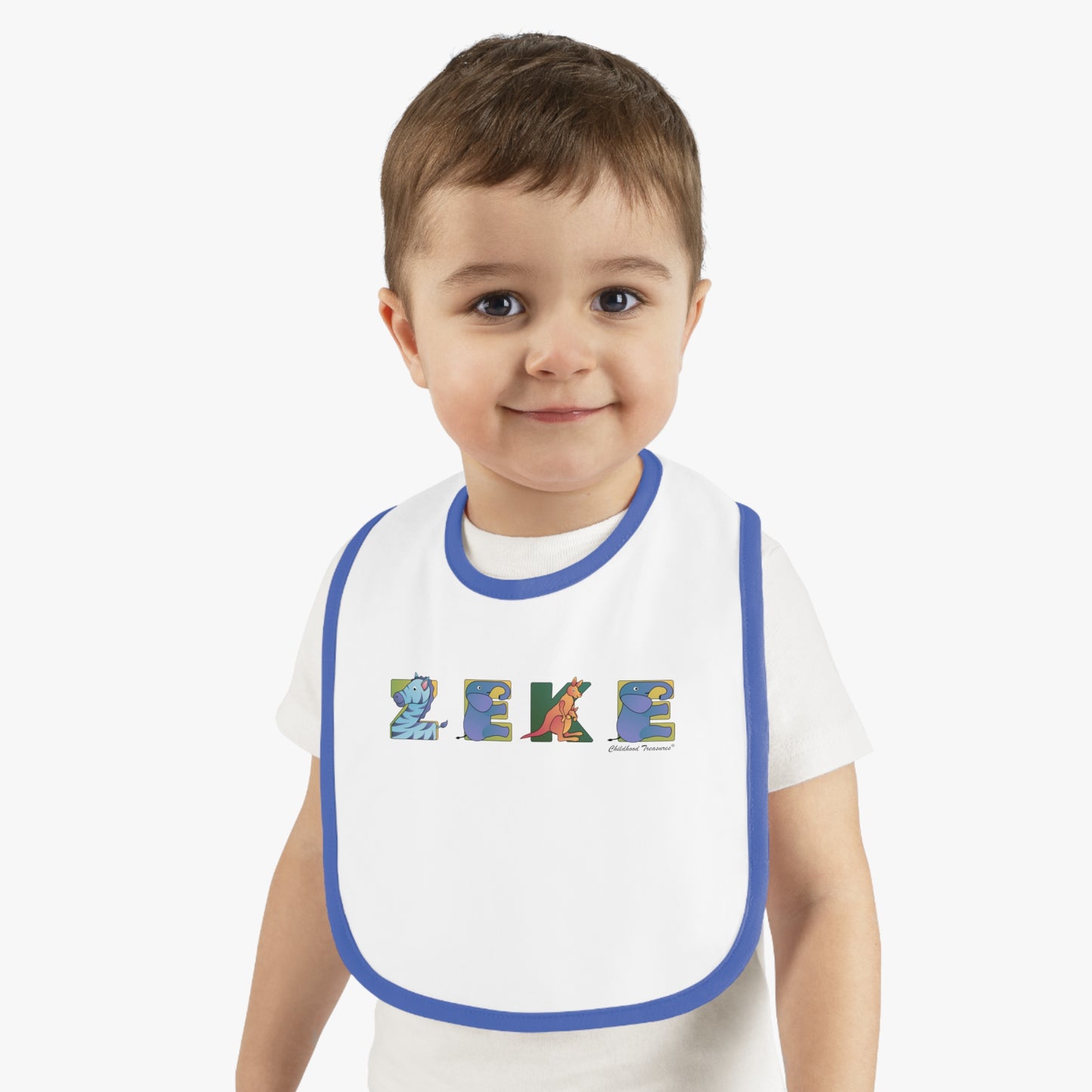 Personalized Trim Jersey Bib - Animal Alphabet - Childhood Treasures