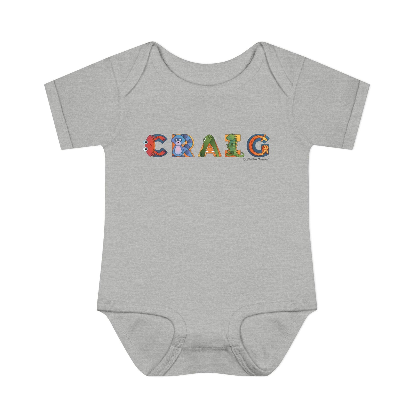 Personalized Infant Baby Rib Bodysuit - Animal Alphabet - Childhood Treasures