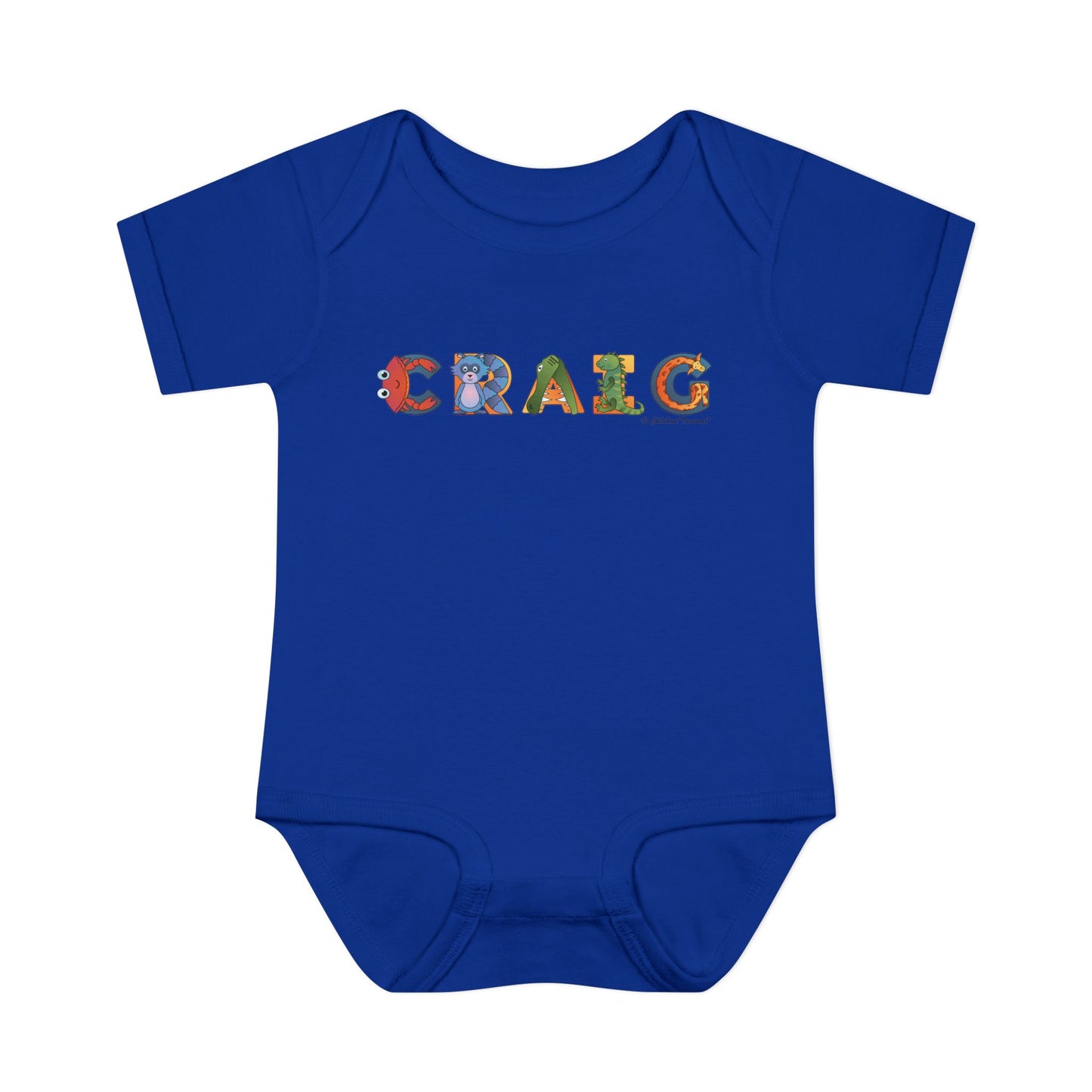 Personalized Infant Baby Rib Bodysuit - Animal Alphabet - Childhood Treasures