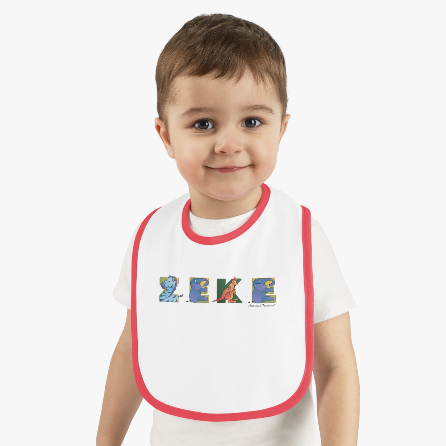 Personalized Trim Jersey Bib - Animal Alphabet - Childhood Treasures