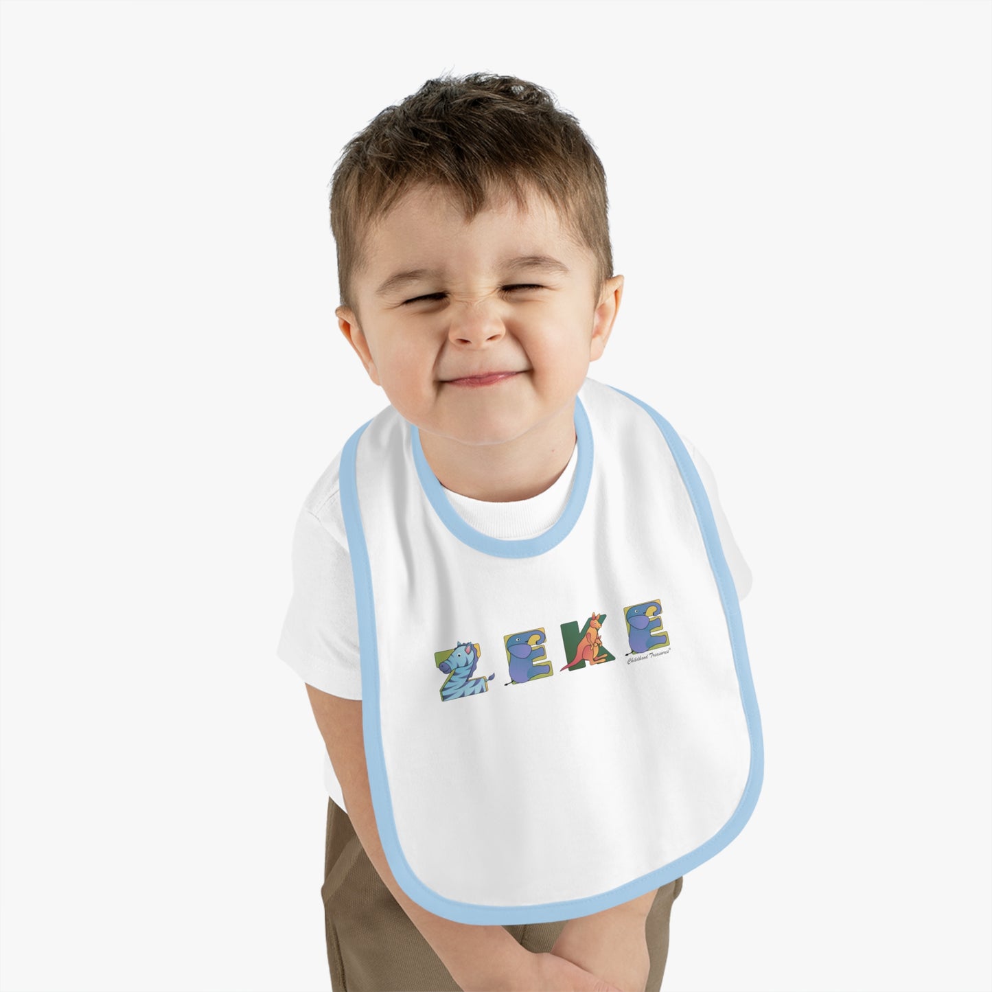 Personalized Trim Jersey Bib - Animal Alphabet - Childhood Treasures
