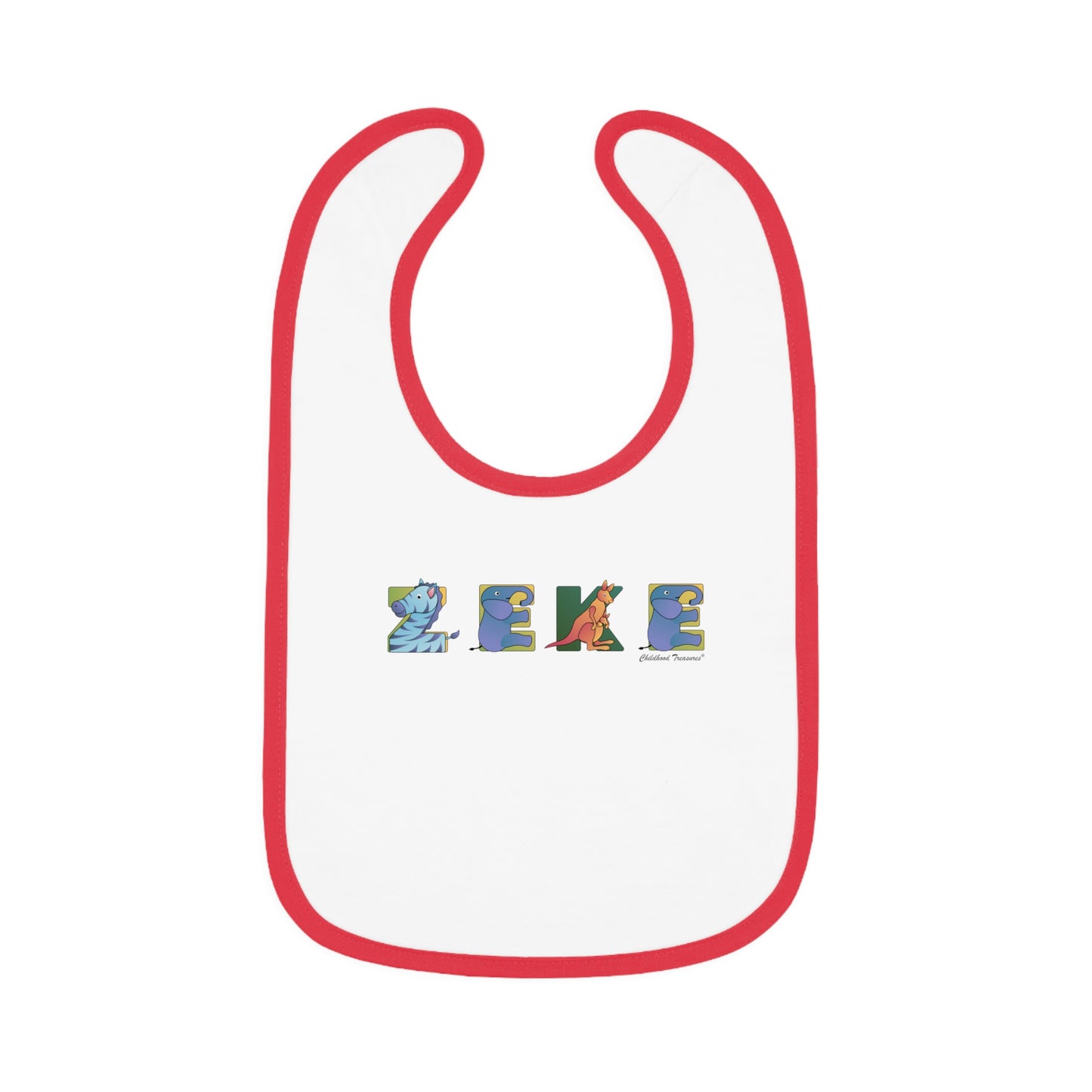 Personalized Trim Jersey Bib - Animal Alphabet - Childhood Treasures