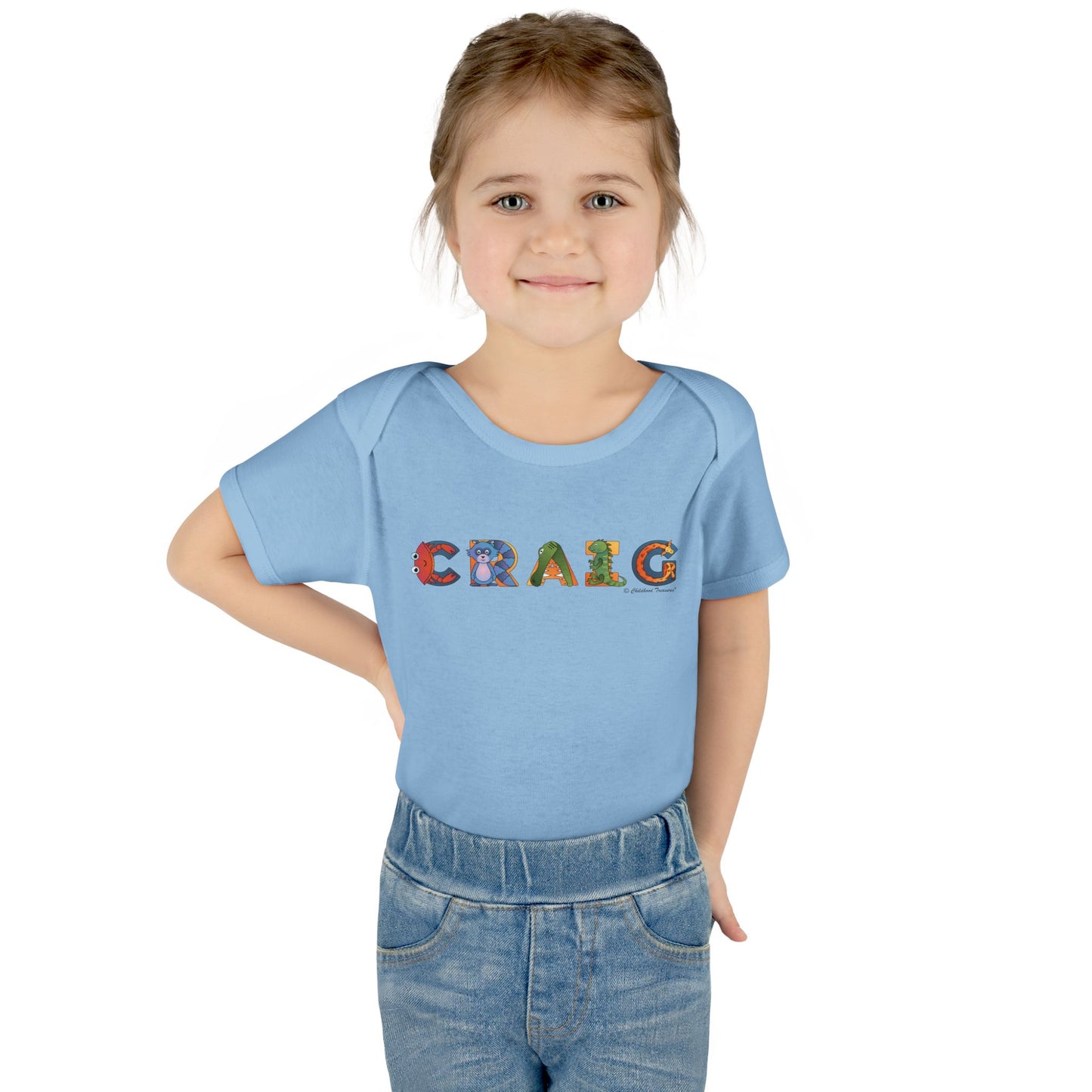 Personalized Infant Baby Rib Bodysuit - Animal Alphabet - Childhood Treasures