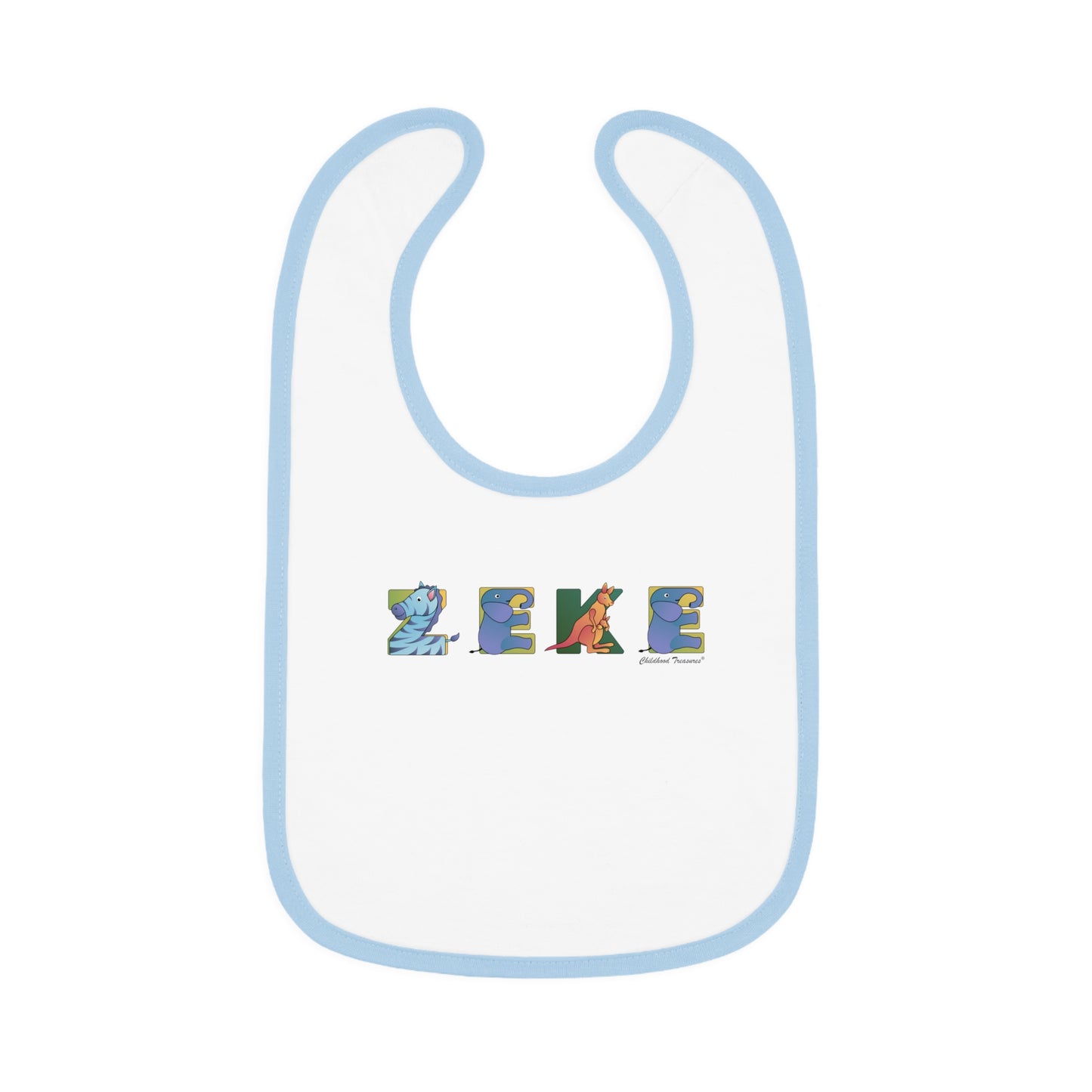 Personalized Trim Jersey Bib - Animal Alphabet - Childhood Treasures