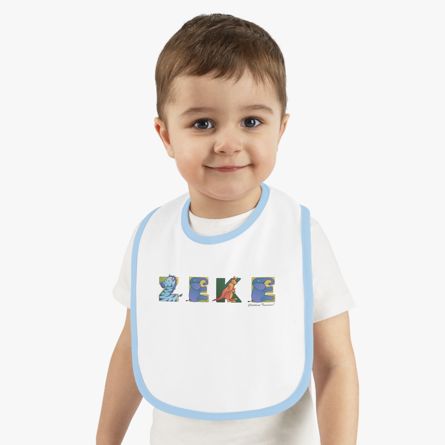 Personalized Trim Jersey Bib - Animal Alphabet - Childhood Treasures