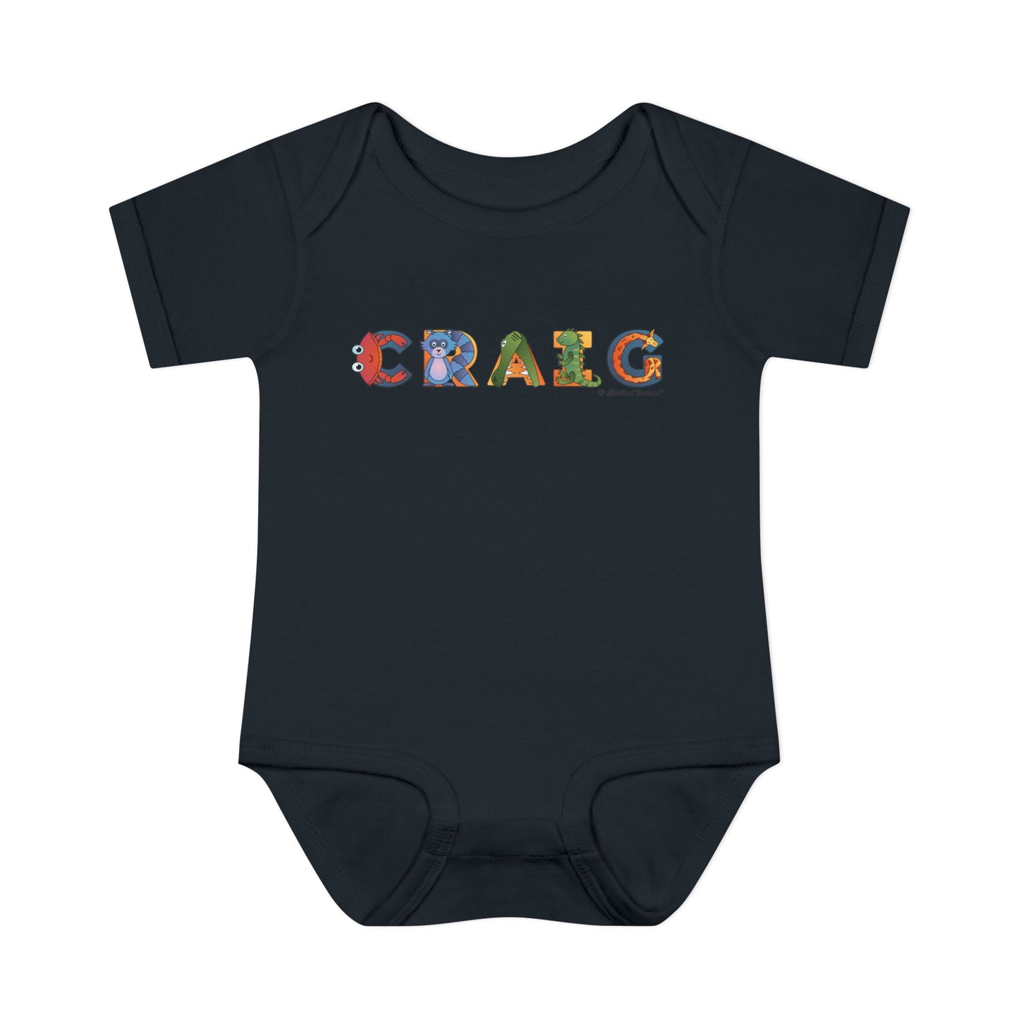 Personalized Infant Baby Rib Bodysuit - Animal Alphabet - Childhood Treasures