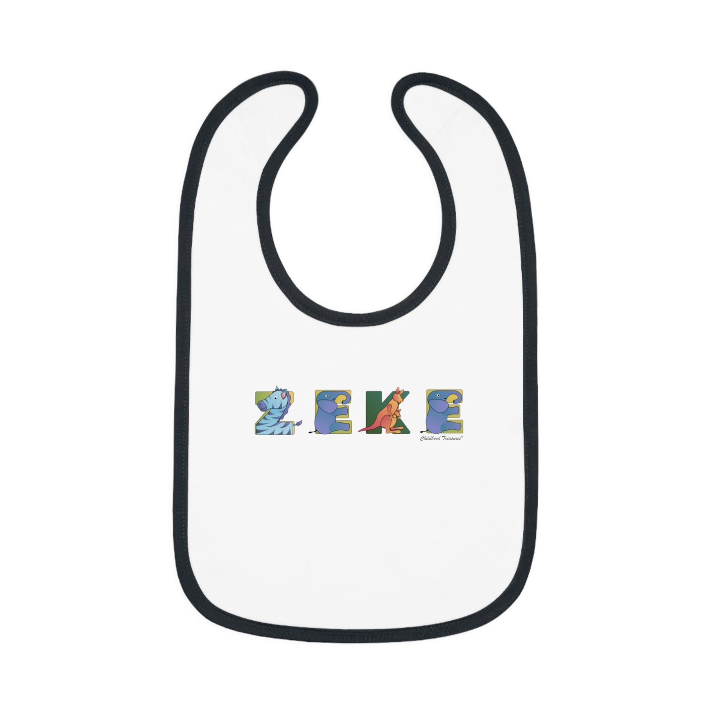 Personalized Trim Jersey Bib - Animal Alphabet - Childhood Treasures