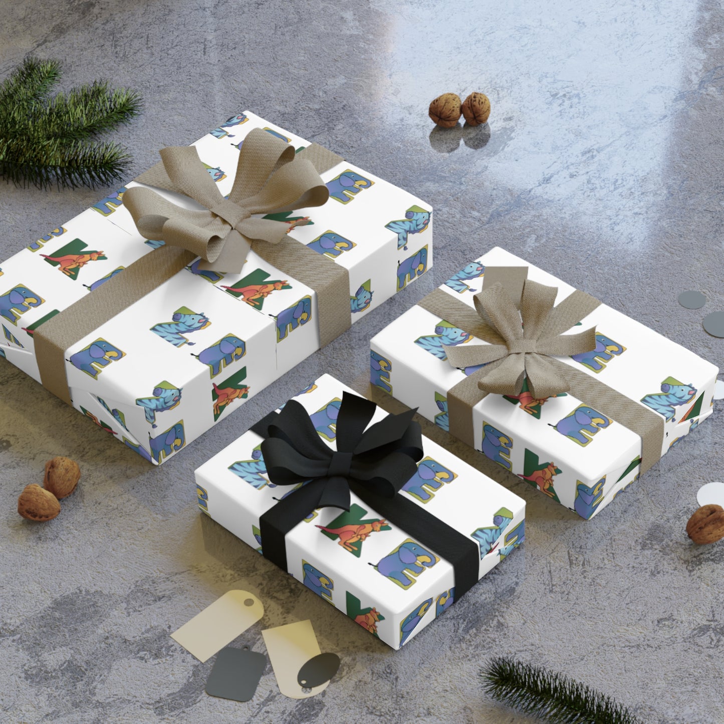 Personalized Gift Wrapping Paper, 1pc - Animal Alphabet - Childhood Treasures