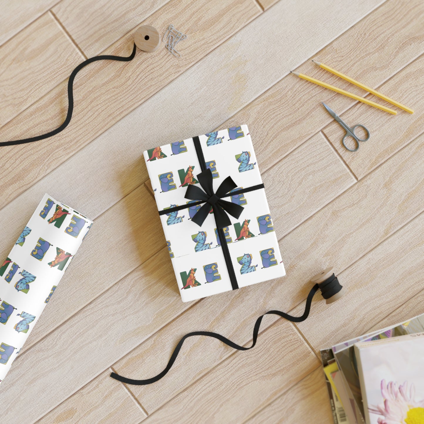 Personalized Gift Wrapping Paper, 1pc - Animal Alphabet - Childhood Treasures