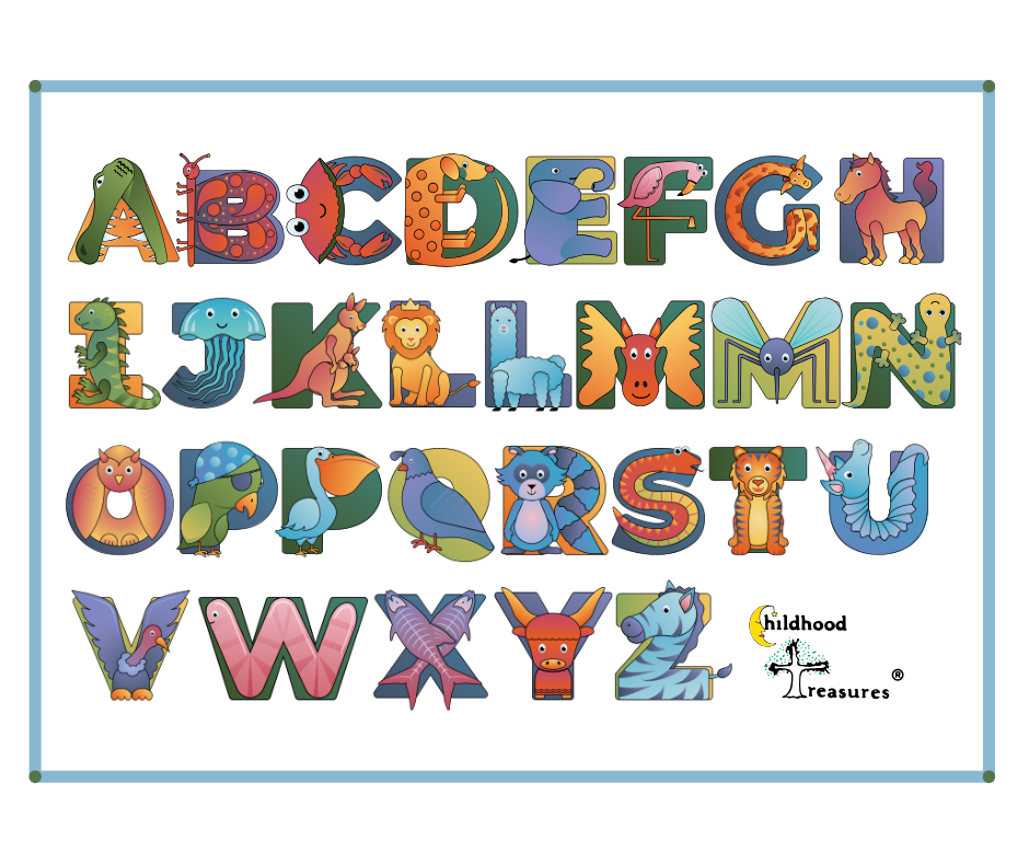 Personalized Gift Wrapping Paper, 1pc - Animal Alphabet - Childhood Treasures