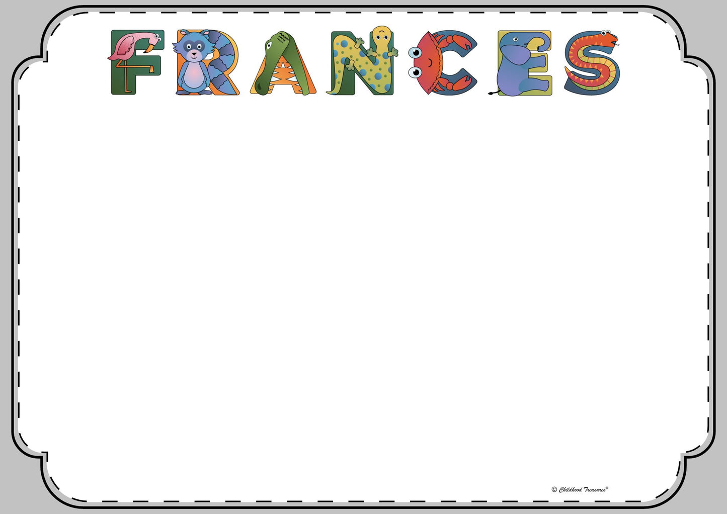Personalized Flat Thank You Cards (envelopes included) - Animal Alphabet