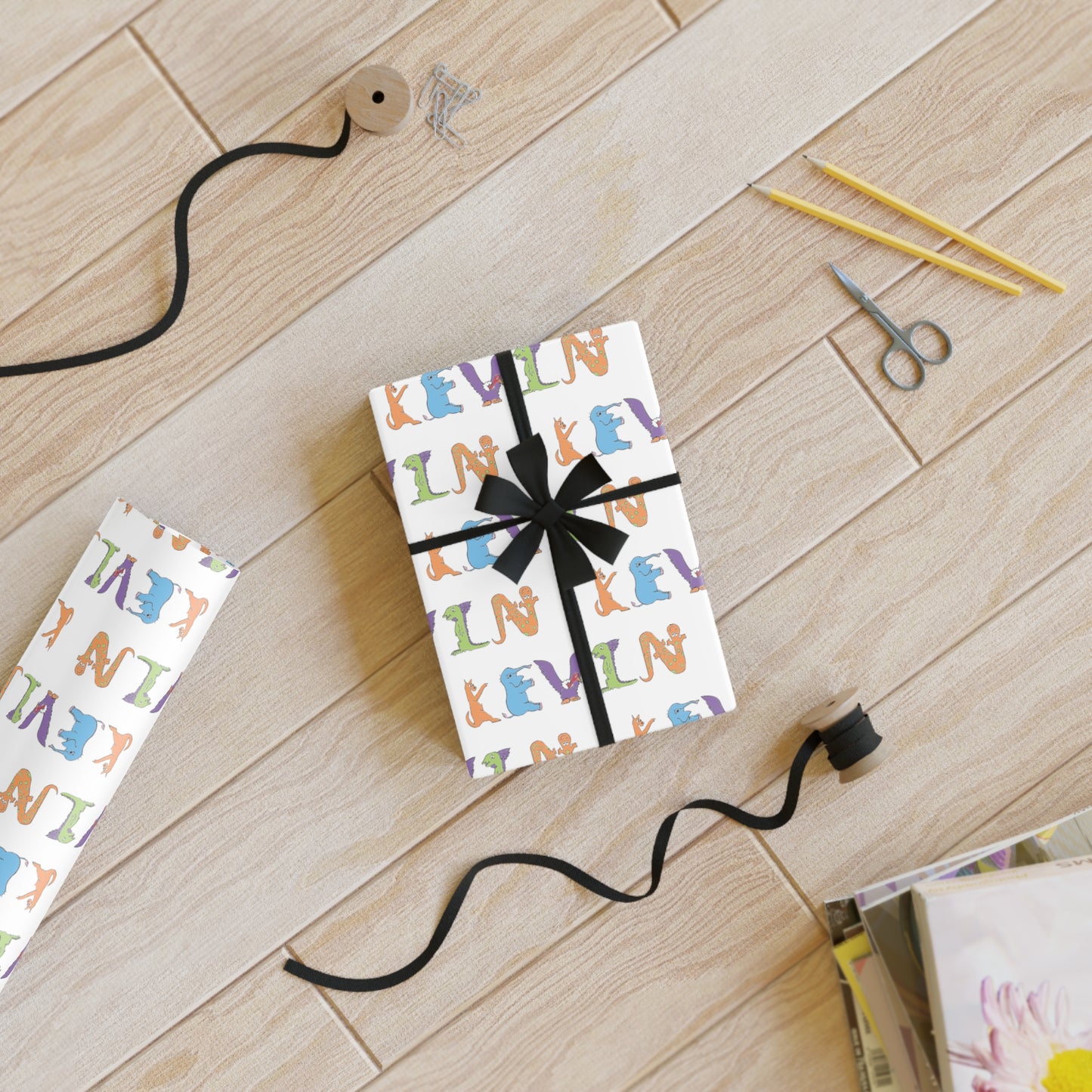 Personalized Gift Wrapping Paper, 1pc - Animal Alphabet - Childhood Treasures