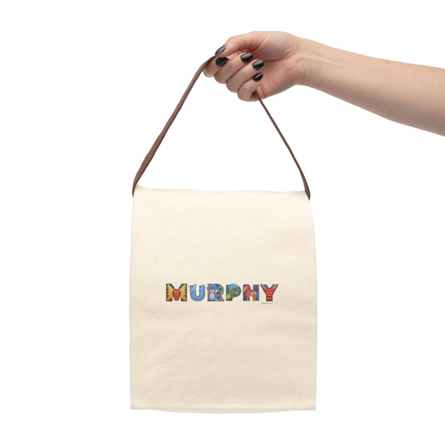 Canvas Personalized Lunch Bag With Strap - Animal Alphabet