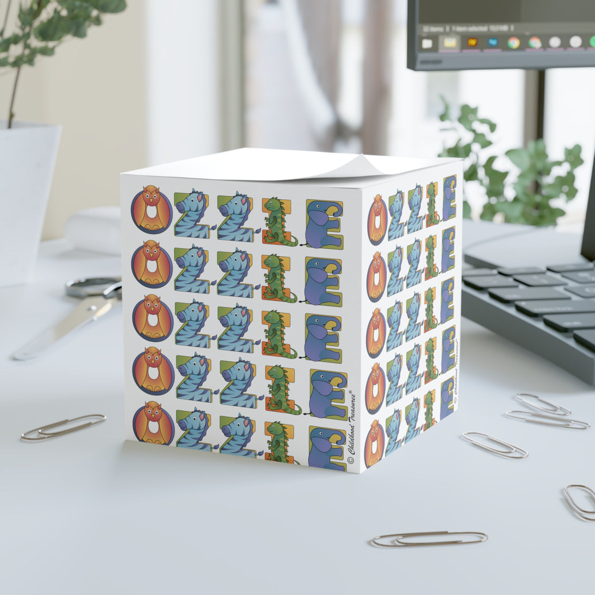 Personalized Sticky Note Cube Animal Alphabet