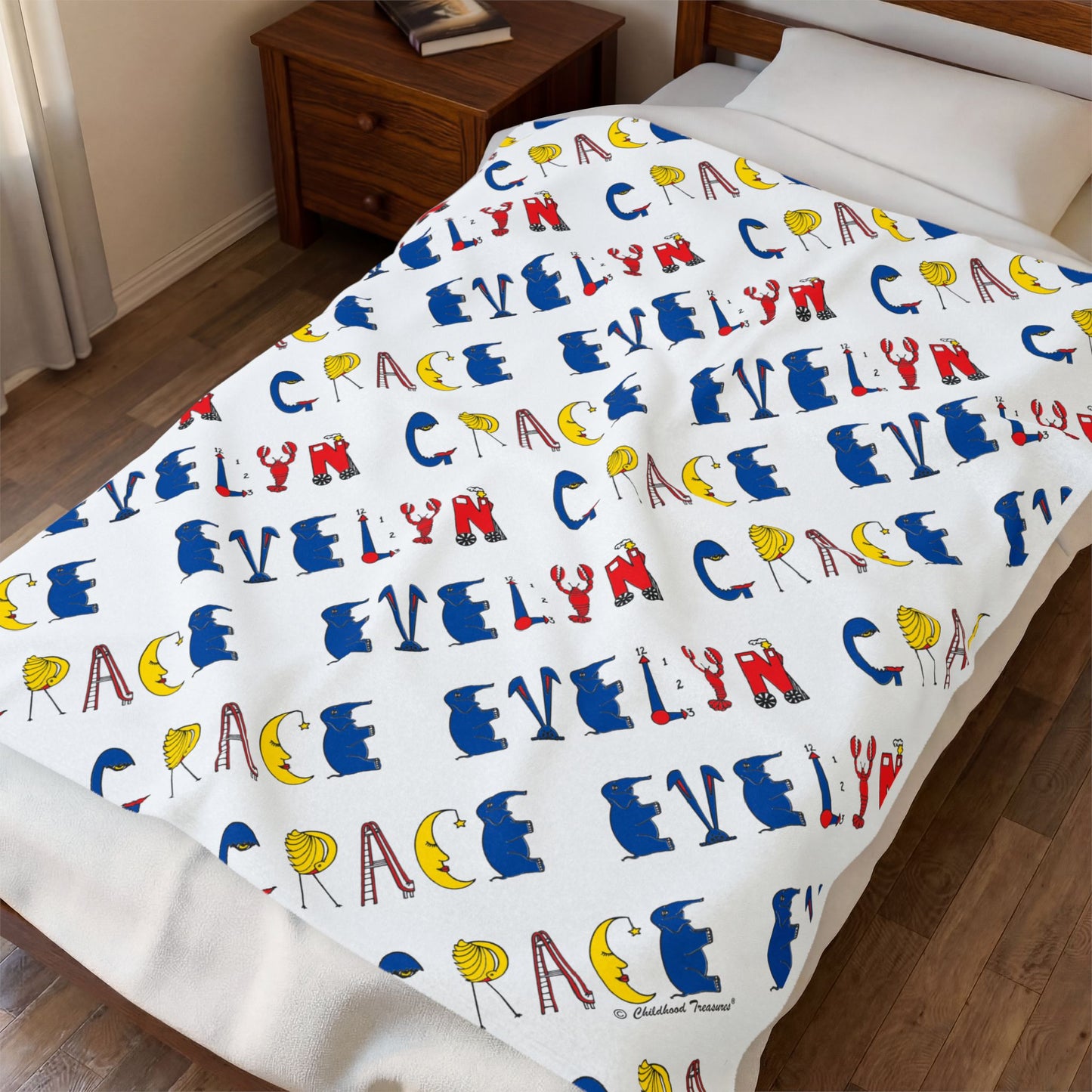 Personalized Velveteen Plush Blanket - Original Alphabet - Childhood Treasures