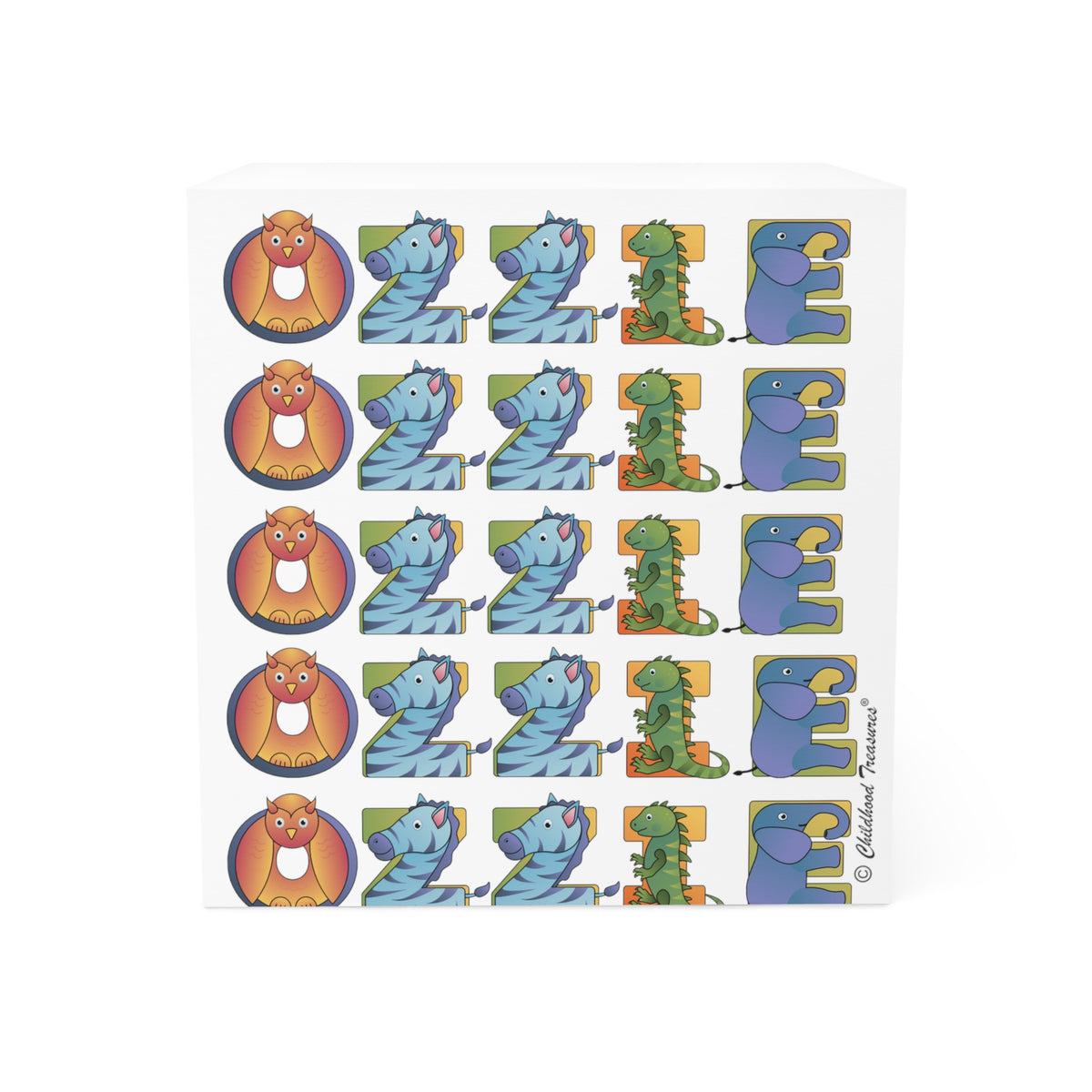 Personalized Sticky Note Cube Animal Alphabet