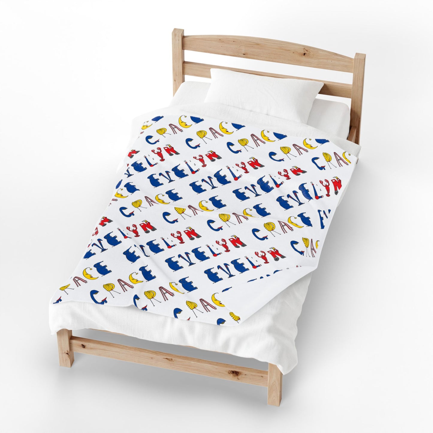 Personalized Velveteen Plush Blanket - Original Alphabet - Childhood Treasures