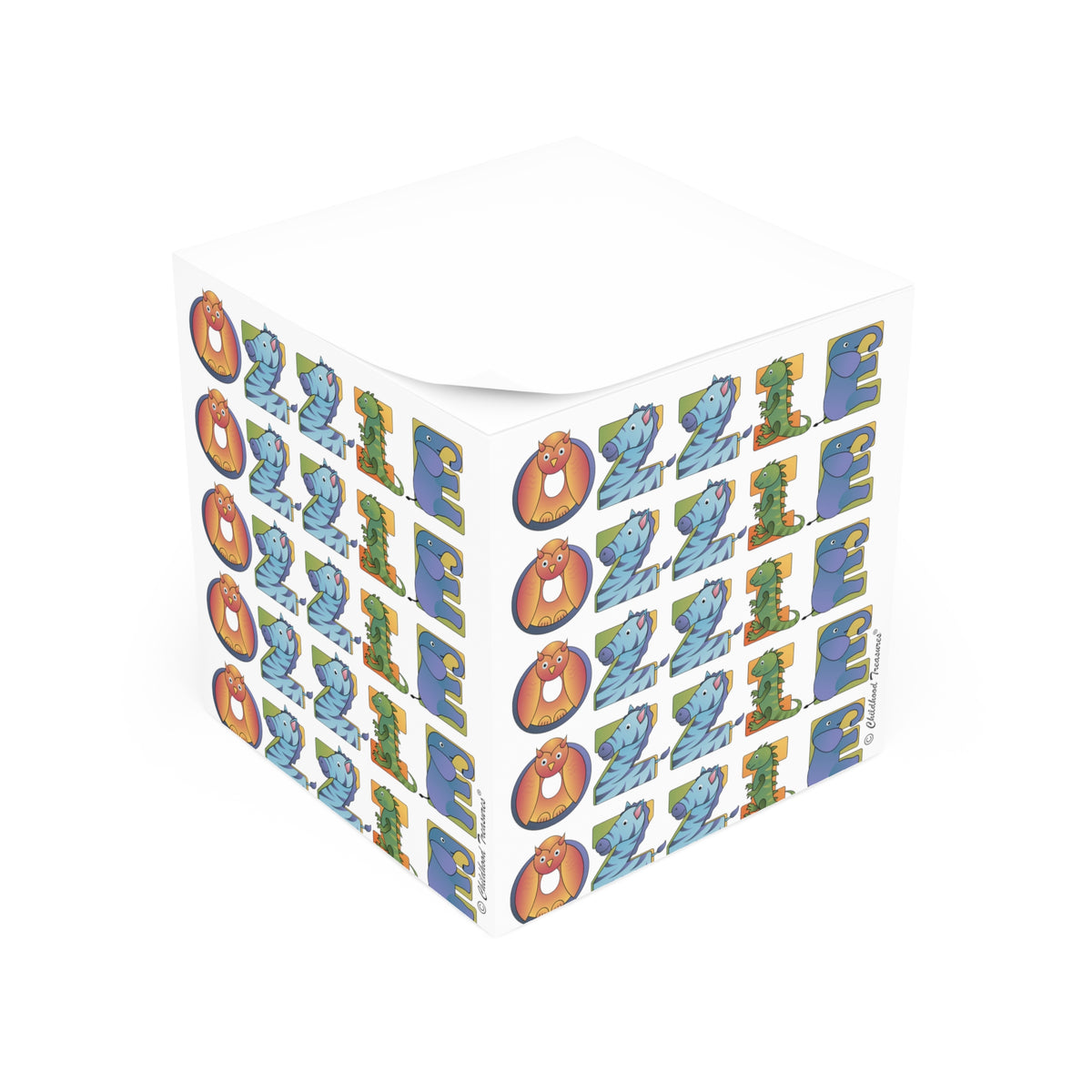 Personalized Sticky Note Cube Animal Alphabet