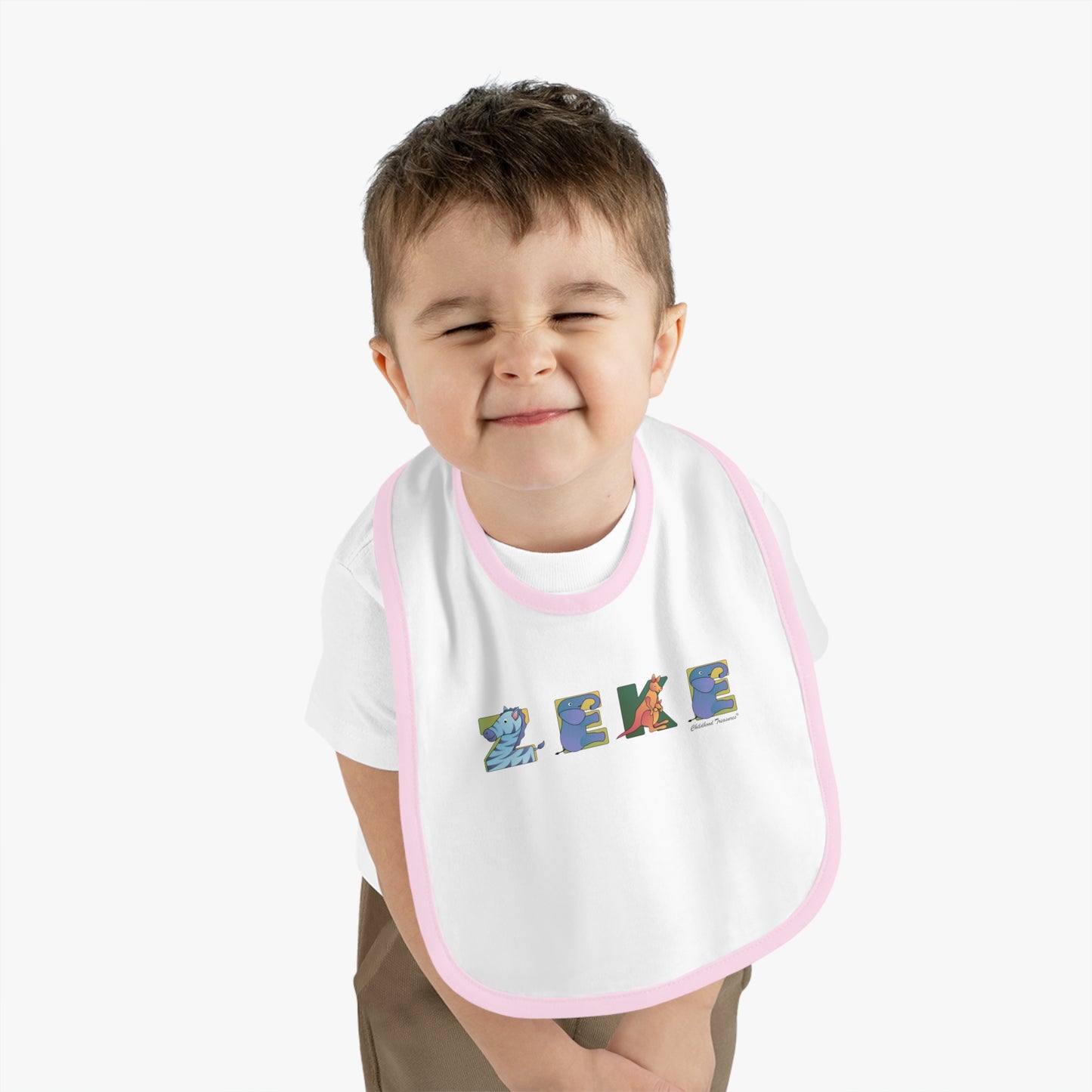 Personalized Trim Jersey Bib - Animal Alphabet - Childhood Treasures