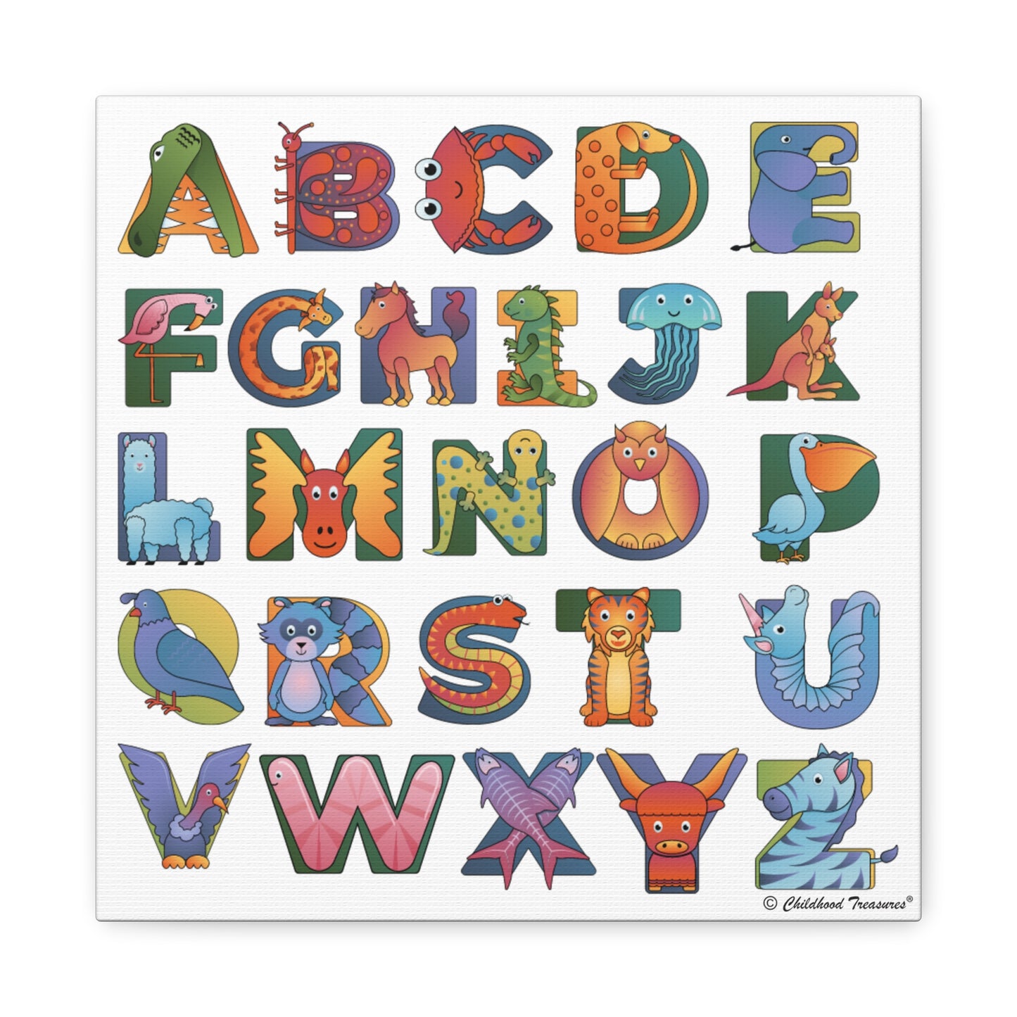 Alphabet Canvas, Stretched, Animal Alphabet
