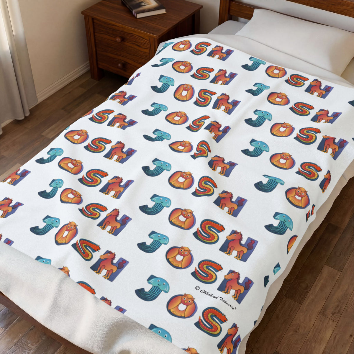 Personalized Velveteen Plush Blanket - Animal Alphabet