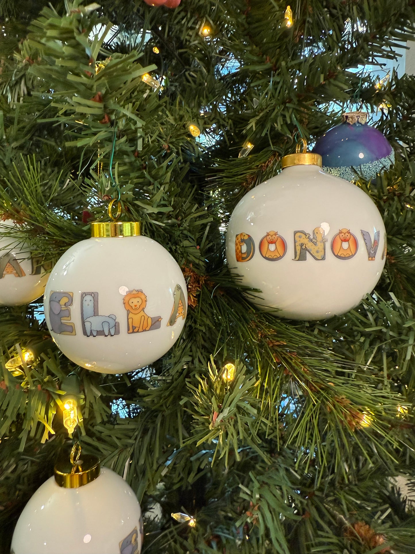 Personalized Children's Large Ornament (3.5") Animal Alphabet