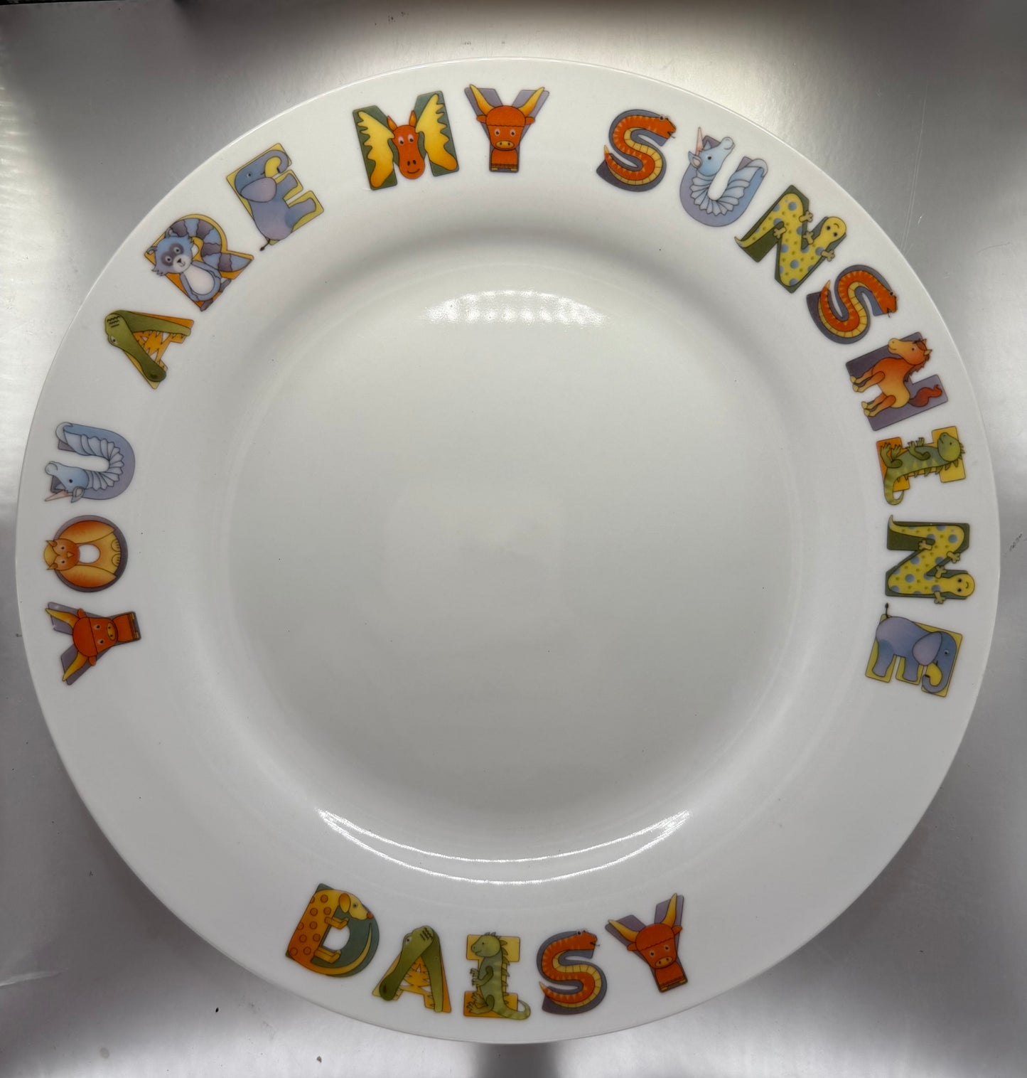 You Are My Sunshine Plate  with Rainbow - Animal Alphabet