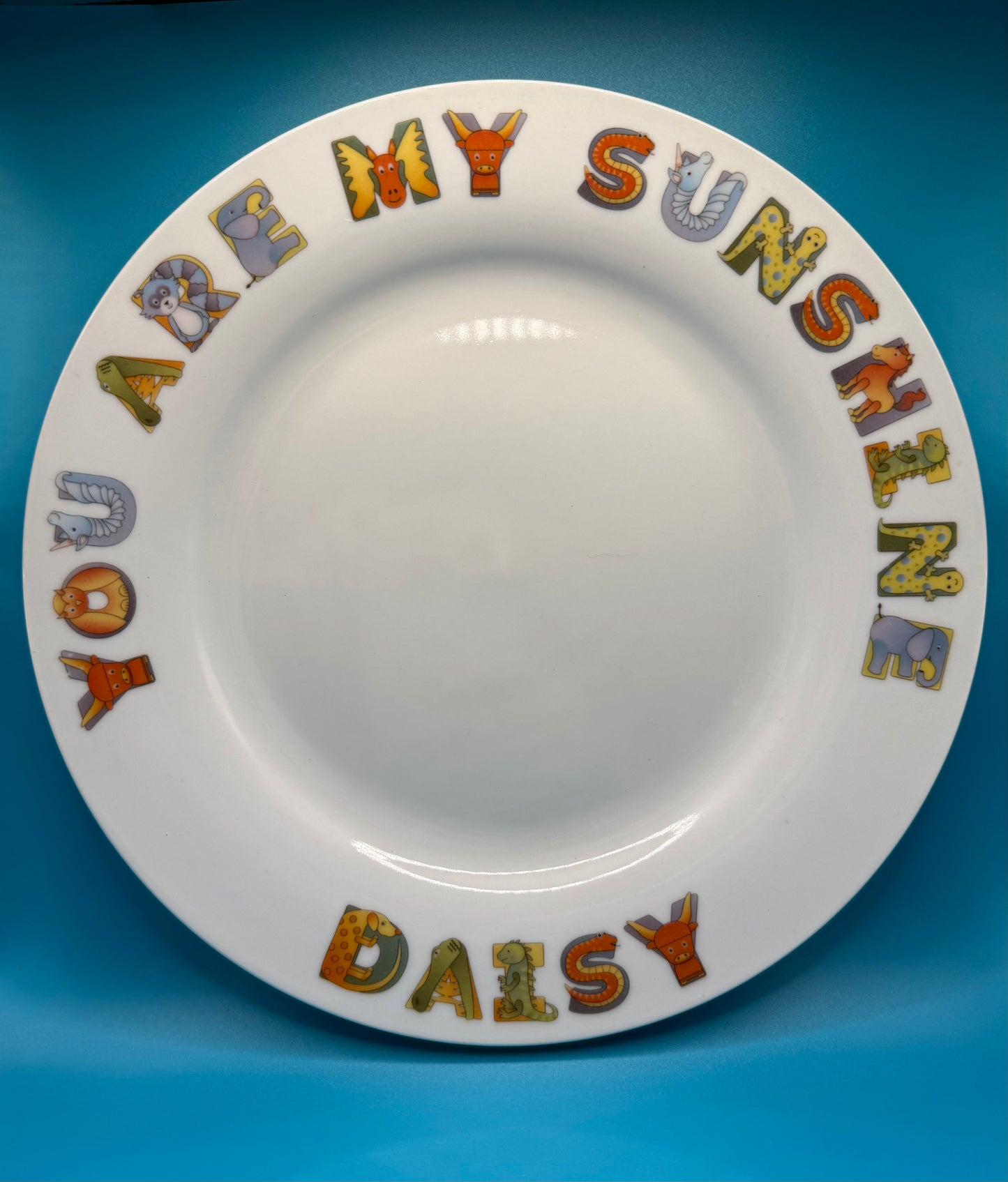 You Are My Sunshine Plate  with Rainbow - Animal Alphabet