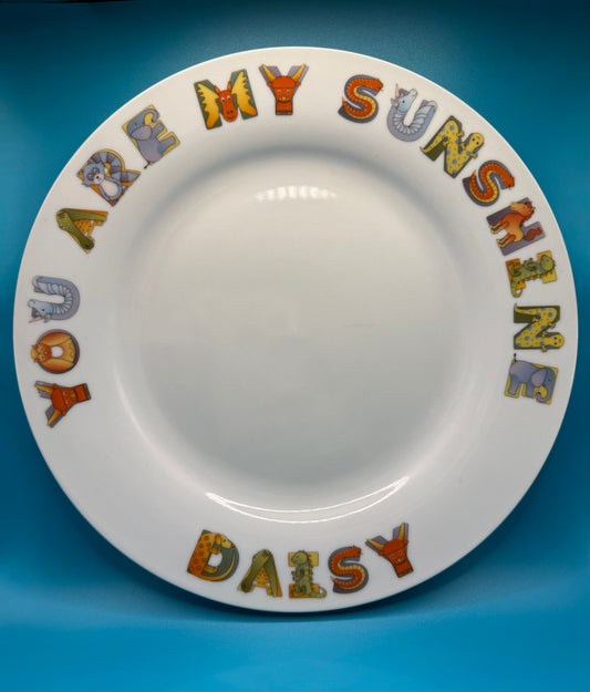 You Are My Sunshine Plate  with Rainbow - Animal Alphabet